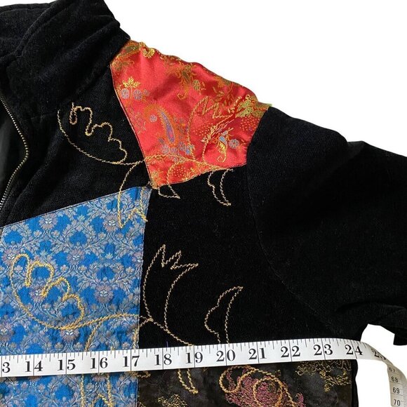 White Stag Embroidered Patchwork Zip Front Jacket Women's Sz XL Artsy‎ Boho - Picture 10 of 11